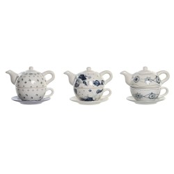 Παιχνίδι Σετ Tσαγιού DKD Home Decor Μπλε Λευκό 750 ml Dolomite (3 Μονάδες)