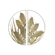 Διακόσμηση τοίχων DKD Home Decor Χρυσό Τροπικό Φύλλο φυτού 80 x 2 x 80 cm