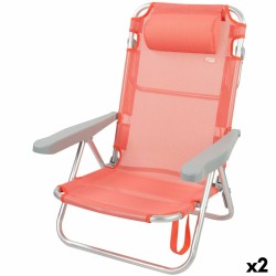Αναδιπλούμενη Καρέκλα με Προσκέφαλο Aktive Flamingo Κοράλι 48 x 84 x 46 cm (x2)