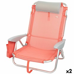 Αναδιπλούμενη Καρέκλα με Προσκέφαλο Aktive Flamingo Κοράλι 51 x 76 x 45 cm (x2)