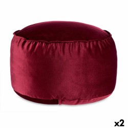 Puff Βελούδο Μπορντό 60 x 39 x 60 cm (x2)