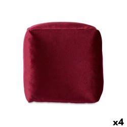 Puff Βελούδο Μπορντό 30 x 30 x 30 cm (4 Μονάδες)