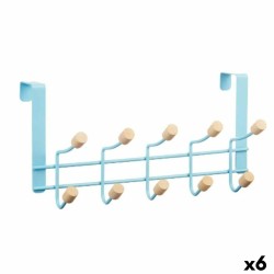 Κρεμάστρα για τις Πόρτες Berilo W7912-10NB-BLUE Μπλε Ξύλο Μέταλλο 35 x 17 x 15 cm (x6)
