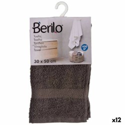 Πετσέτα μπάνιου Berilo 89668 Γκρι 80 % βαμβάκι 20 % πολυεστέρας 30 x 50 cm (12 Μονάδες)
