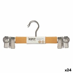 Σετ Kρεμαστρών Kipit Καφέ Ασημί Ξύλο Μέταλλο 28,5 x 2,5 x 11,5 cm 28,5 x 11,5 x 4 cm 28,5 x 11,5 x 6 cm Σφιγκτήρες (24 Μονάδες)