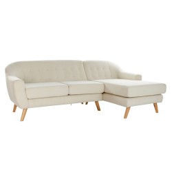 Γωνιακός Καναπές DKD Home Decor Κρεμ ξύλο καουτσούκ 226 x 144 x 84 cm