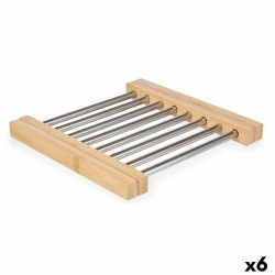 Σουπλά Kinvara 90951 Ασημί Μέταλλο Bamboo 36,4 x 2,2 x 21,3 cm (x6)