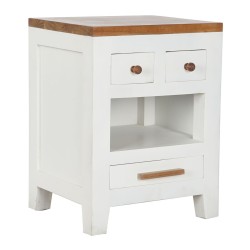 Κομοδίνο DKD Home Decor Λευκό Καφέ ξύλο ακακίας Ξύλο από Μάνγκο 45 x 40 x 60 cm