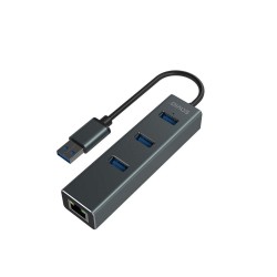 Hub USB 4 Θύρες Savio AK-58 Ethernet (RJ-45) Γκρι