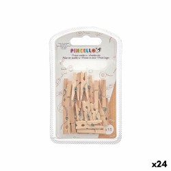 Σφιγκτήρες Pincello 399 Καφέ Ξύλο Μικρό (24 Μονάδες)