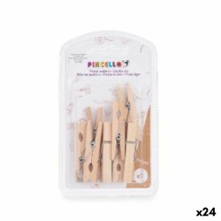 Σφιγκτήρες Pincello 401 Καφέ Ξύλο Μεγάλο (24 Μονάδες)
