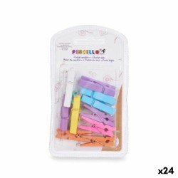 Σφιγκτήρες Pincello 397 Πολύχρωμο Ξύλο Μεσαίο (24 Μονάδες)