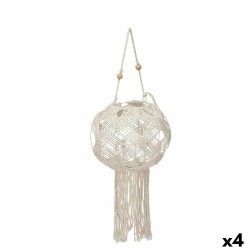 Κηροπήγιο Μακραμέ Λευκό βαμβάκι 23 x 24 x 23 cm (4 Μονάδες)