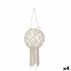 Κηροπήγιο Μακραμέ Λευκό βαμβάκι 25 x 27 x 25 cm (4 Μονάδες)
