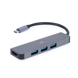 Hub USB-C 4 Θύρες GEMBIRD A-CM-COMBO2-01 Λευκό Γκρι