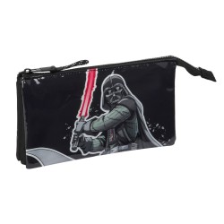 Διπλή Κασετίνα Star Wars The fighter Μαύρο 22 x 12 x 3 cm