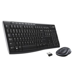Ασύρματο Πληκτρολόγιο και Ποντίκι Logitech MK270 Μαύρο Ασημί Qwerty US