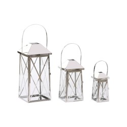 Lanterne Home ESPRIT Ασημί Κρυστάλλινο Χάλυβας Chrome 20 x 20 x 48 cm (3 Τεμάχια)