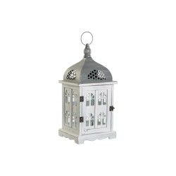 Lanterne DKD Home Decor Παλαιωμένο φινίρισμα Λευκό Γκρι Ξύλο Κρυστάλλινο 19 x 19 x 42 cm