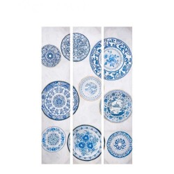 Παραβάν Gift Decor Μπλε Λευκό Καμβάς 122 x 2,5 x 180 cm 40 x 180 x 7 cm Πιάτο