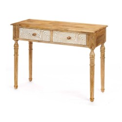 Έπιπλο για το Χωλ με 2 Συρτάρια Gift Decor 34 Λευκό Καφέ 98 x 77 x 42 cm Καμπύλη