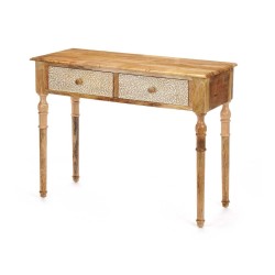 Έπιπλο για το Χωλ με 2 Συρτάρια Gift Decor 33 Λευκό Καφέ 98 x 77 x 42 cm Φύλλα