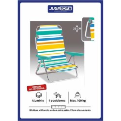 Αναδιπλούμενη Καρέκλα με Προσκέφαλο 80 x 65 x 45 cm Πολλαπλή τοποθέτηση Ριγέ