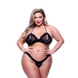 Σετ Εσωρούχων Baci Lingerie Crotchless G- Μαύρο 2 Τεμάχια (Queen size)