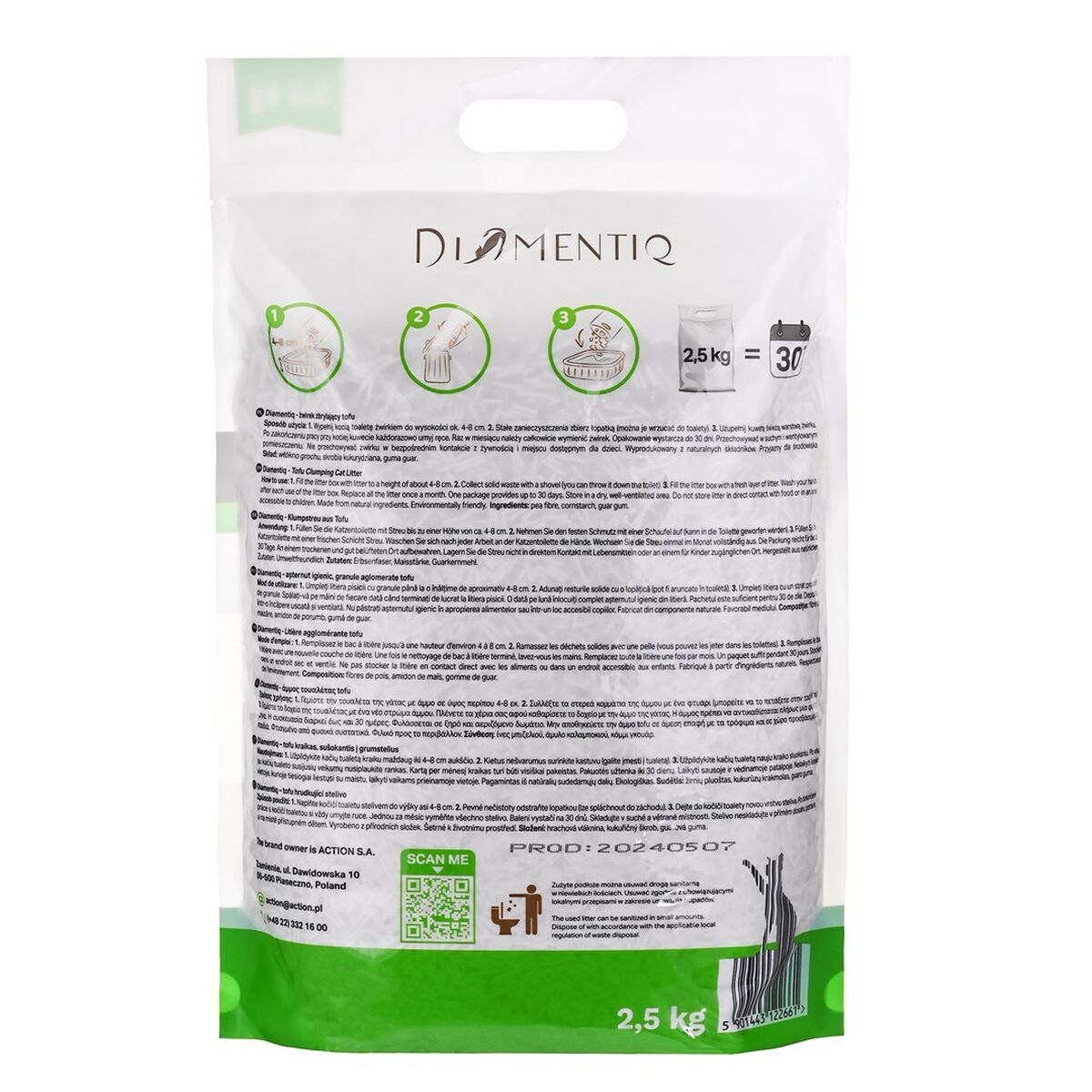 Αμμος για Γάτες Diamentiq 2,5 kg Αμμος για Γάτες Diamentiq 2,5 kg