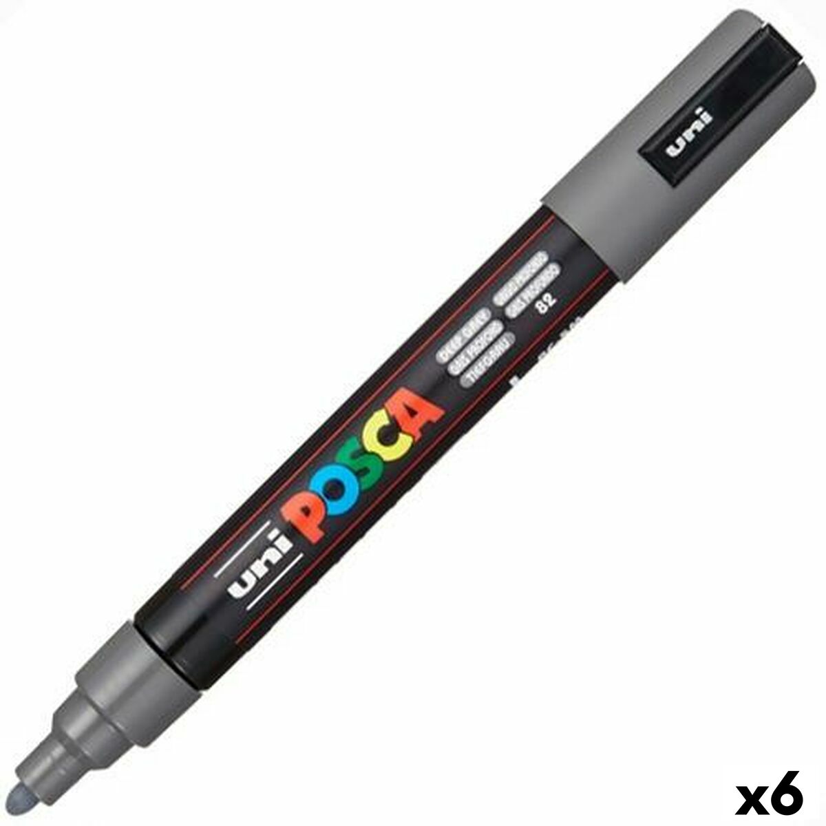 Ακρυλικό δείκτη χρώματος POSCA PC-5M Σκούρο γκρίζο 1,8-2,5 mm (x6) Ακρυλικό δείκτη χρώματος POSCA PC-5M Σκούρο γκρίζο 1,8-2,5 mm (x6)