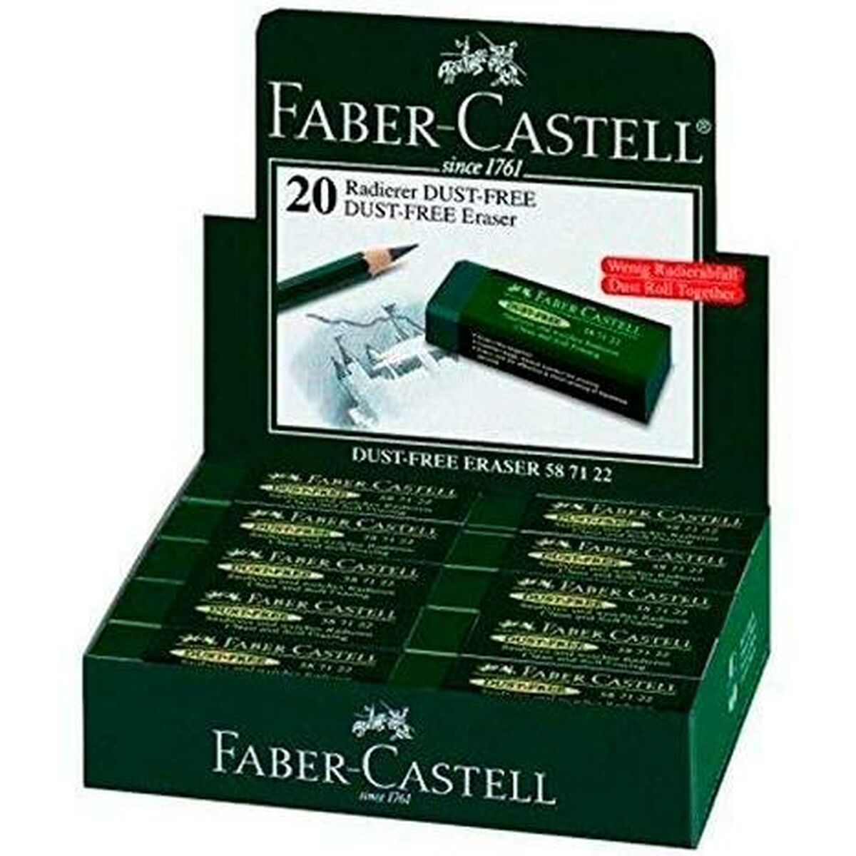 Γόμα Faber-Castell Πράσινο (20 Μονάδες) Γόμα Faber-Castell Πράσινο (20 Μονάδες)