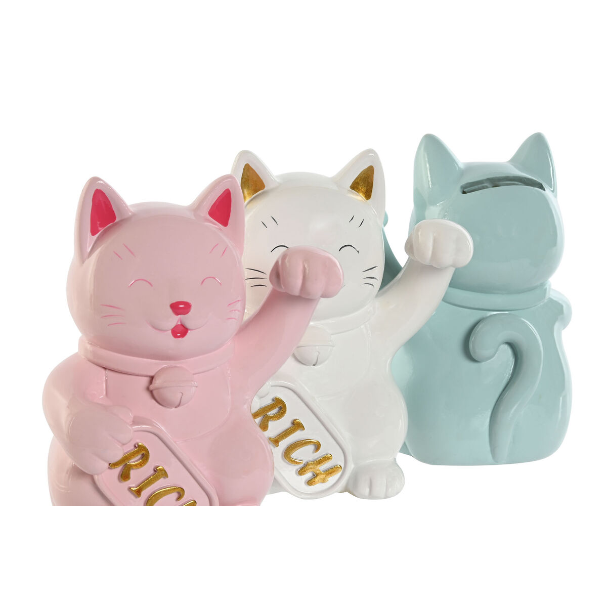 Kουμπαράς Home ESPRIT Ρητίνη Γάτα 12 x 9,5 x 16 cm (3 Μονάδες) Kουμπαράς Home ESPRIT Ρητίνη Γάτα 12 x 9,5 x 16 cm (3 Μονάδες)