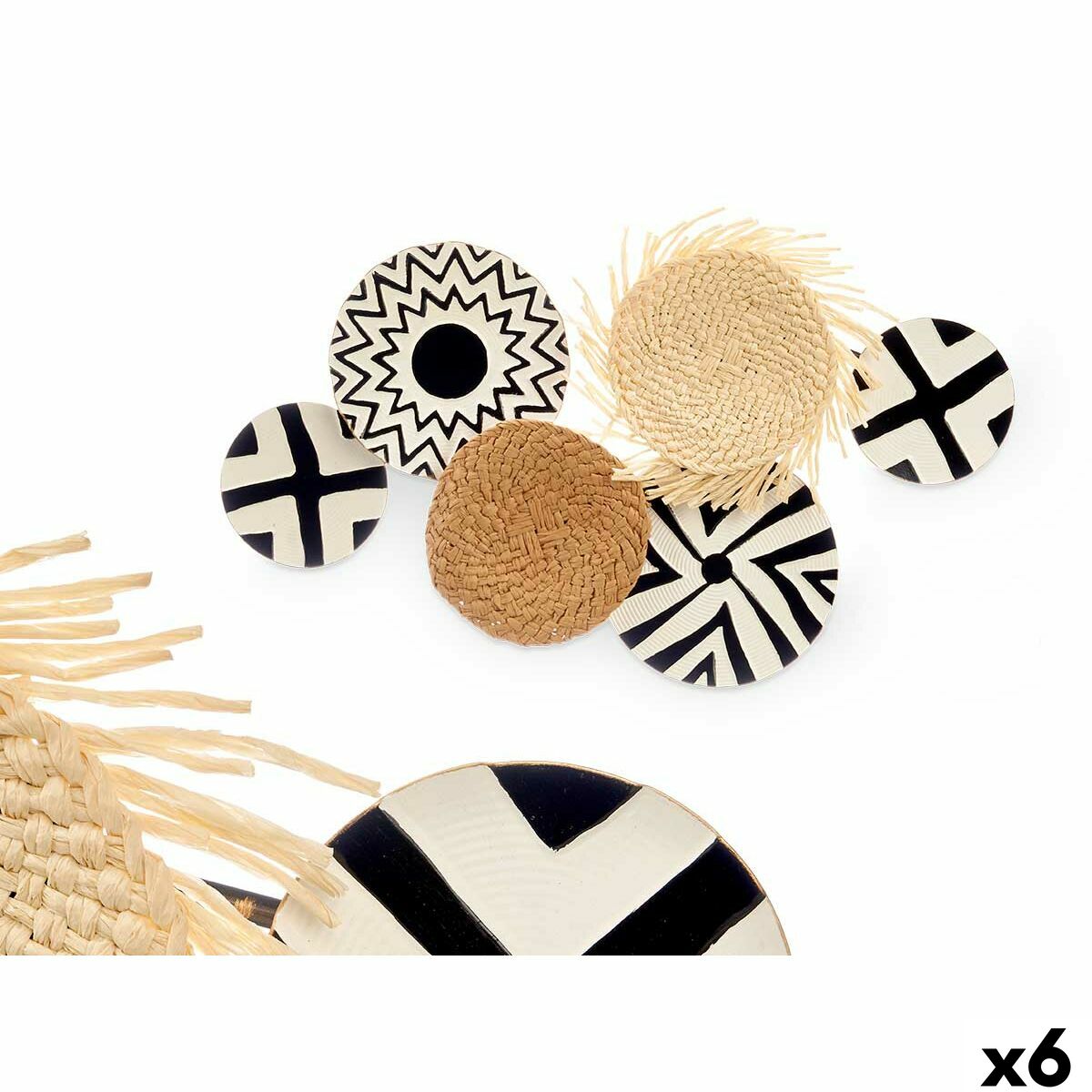 Διακόσμηση τοίχων Gift Decor Λευκό Καφέ Μαύρο Μέταλλο 60 x 40 x 5 cm (x6)