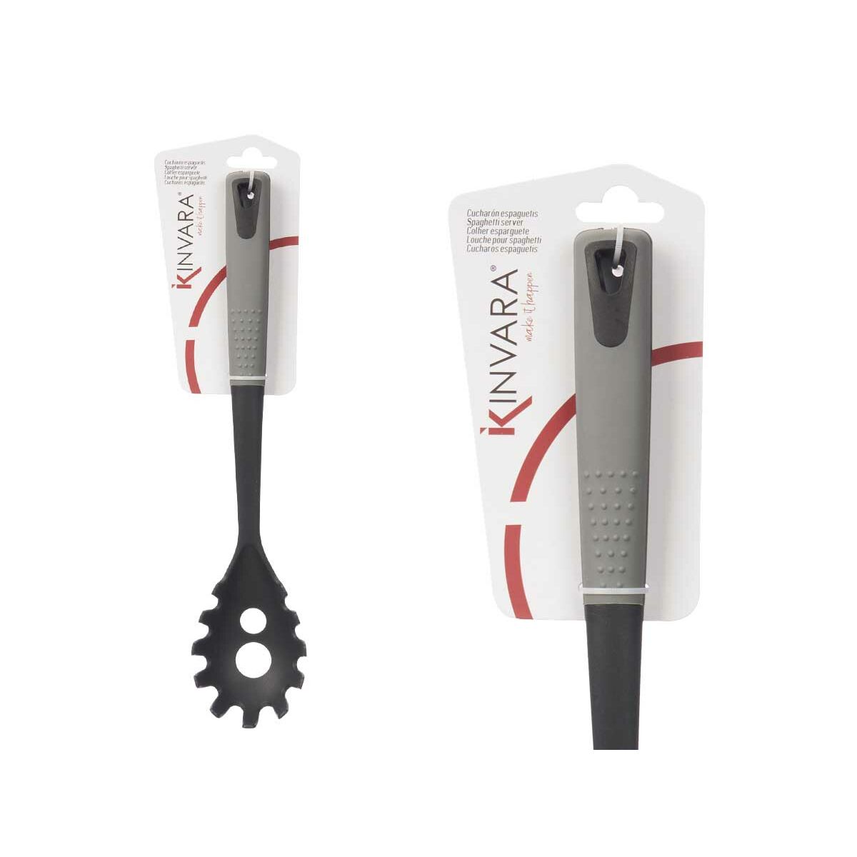 Κουτάλι για να Σερβίρετε Ζυμαρικά Kinvara Μαύρο Γκρι TPR PBT 7 x 34 x 4 cm (12 Μονάδες)