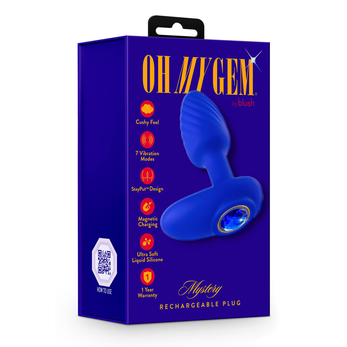 Πώμα Πρωκτού με Δόνηση Gplug Μικρό Neon Ροζ Blush Oh My Gem Μπλε (7,6 cm)