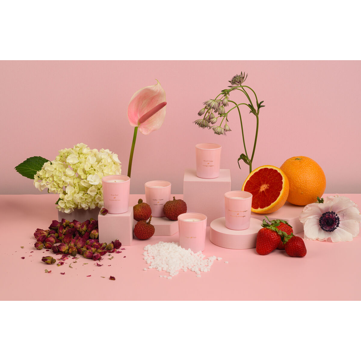 Κερί για μασάζ Highonlove Πορτοκαλί Ροζ Σαμπάνια Φράουλας Lychee 35 ml