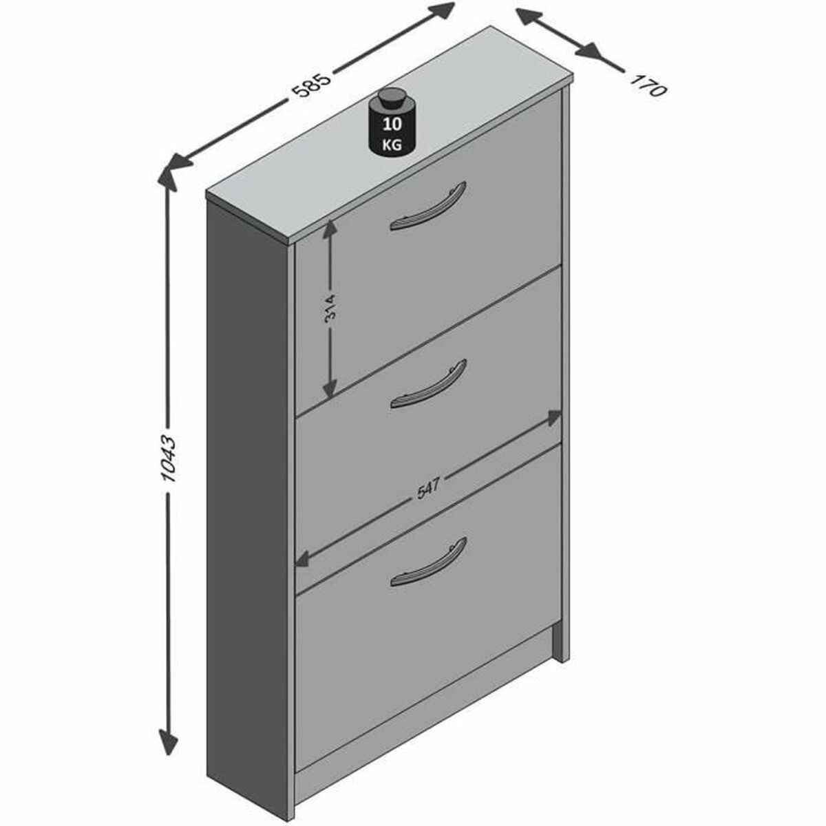 Παπουτσοθήκη FMD Λευκό 58,5 x 104,5 x 17 cm