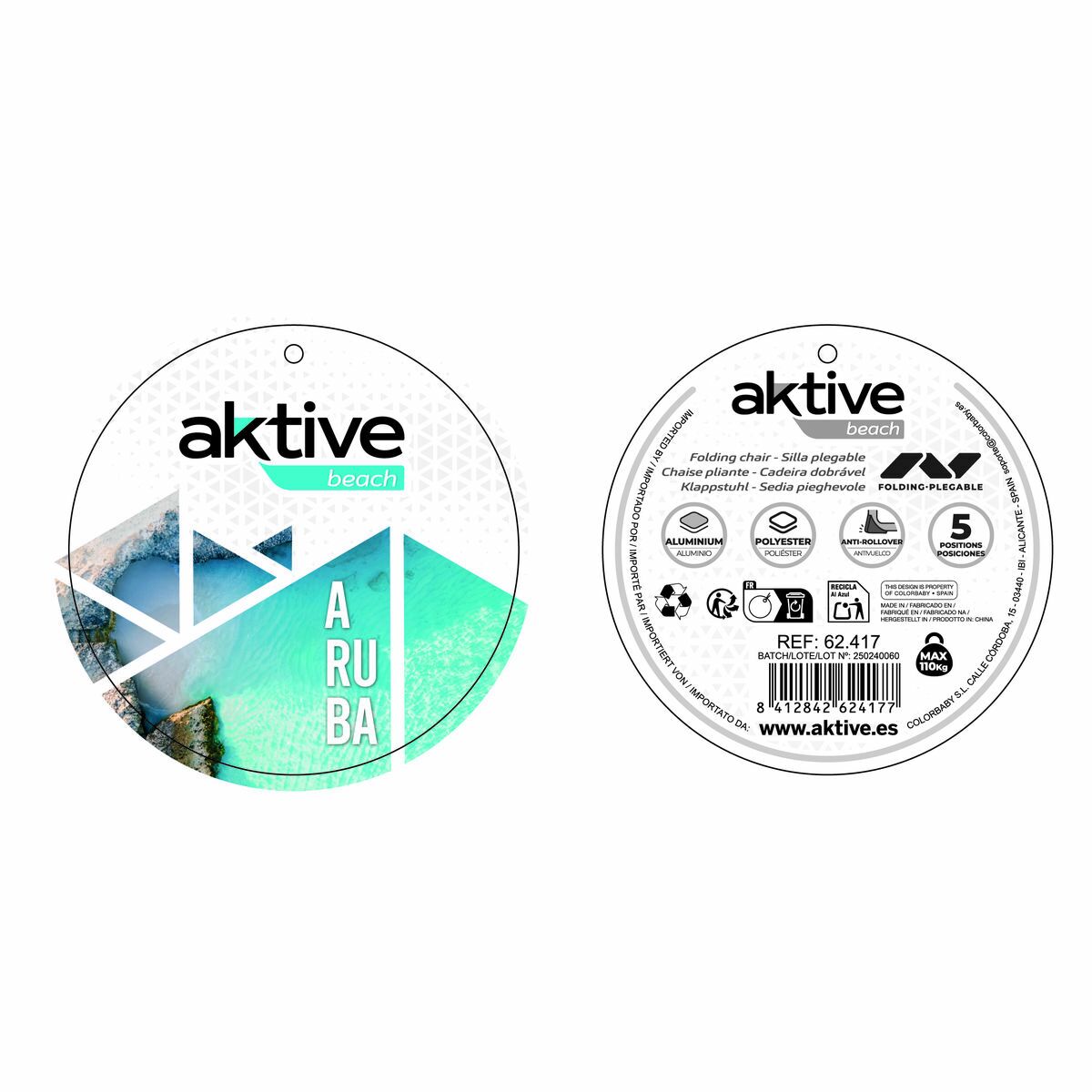 Καρέκλα στην παραλία Aktive 64 x 63 x 28 cm