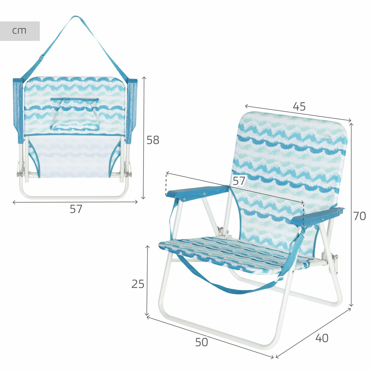 Καρέκλα στην παραλία Aktive 45 x 70 x 40 cm (x2)