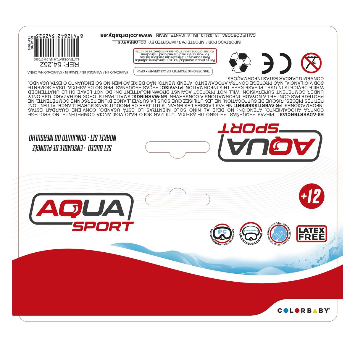 Γυαλιά Καταδύσεων με Σωλήνα AquaSport Μπλε (x6)