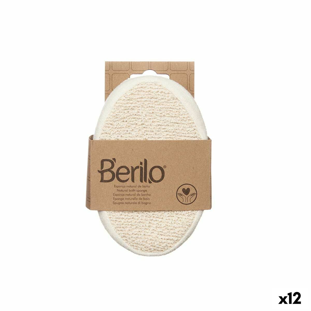 Σφουγγάρι Σώματος Berilo Λευκό Μπεζ 15 x 5 x 10 cm (12 Μονάδες)