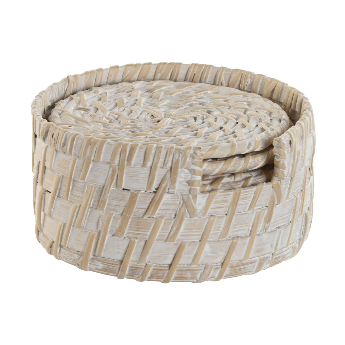 Σουβέρ Home ESPRIT Λευκό Φυσικό Bamboo ρατάν 12 x 12 x 6 cm