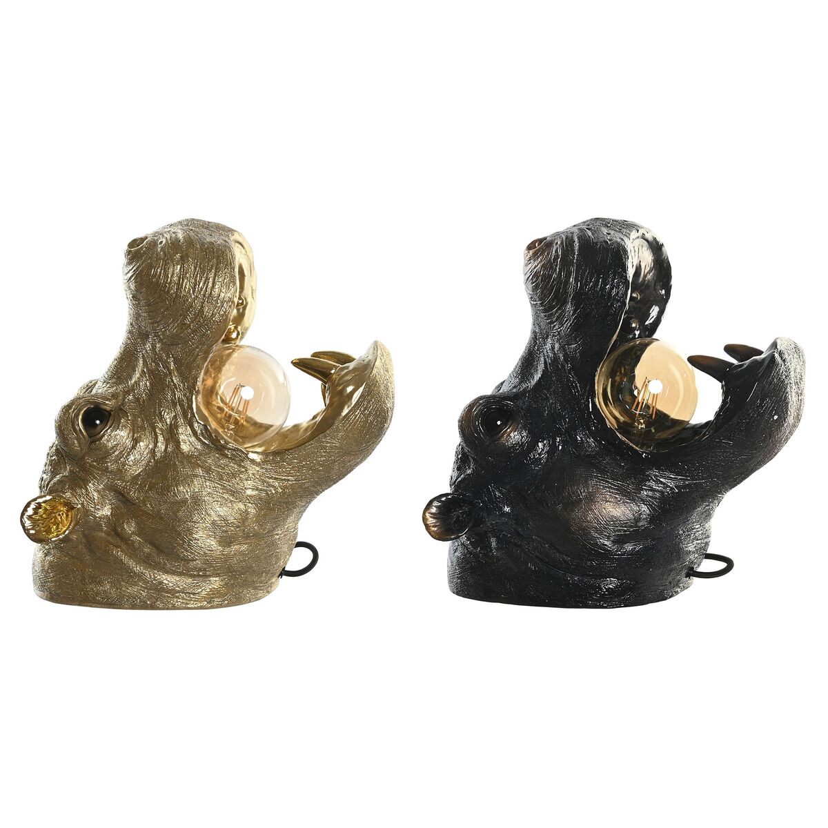 Απλίκες τοίχου DKD Home Decor Χαλκός Χρυσό 50 W Αποικιακό Ιπποπόταμος 220 V 35 x 23 x 34 cm (x2)