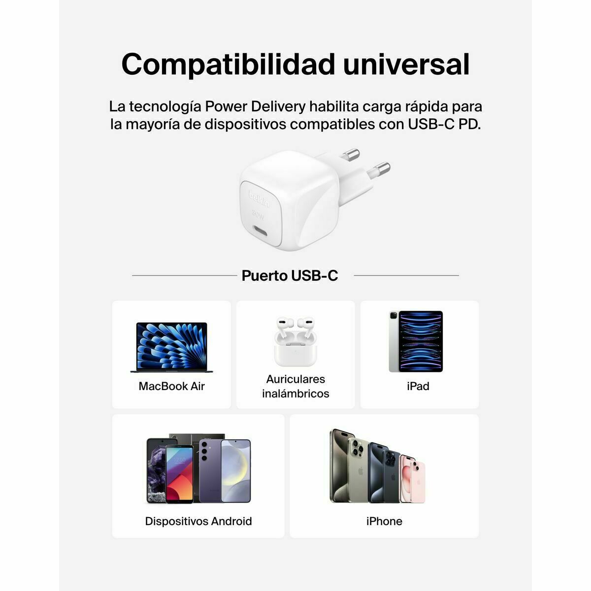 Lightning Καλώδιο Belkin WCA008KQWH Λευκό 30 W