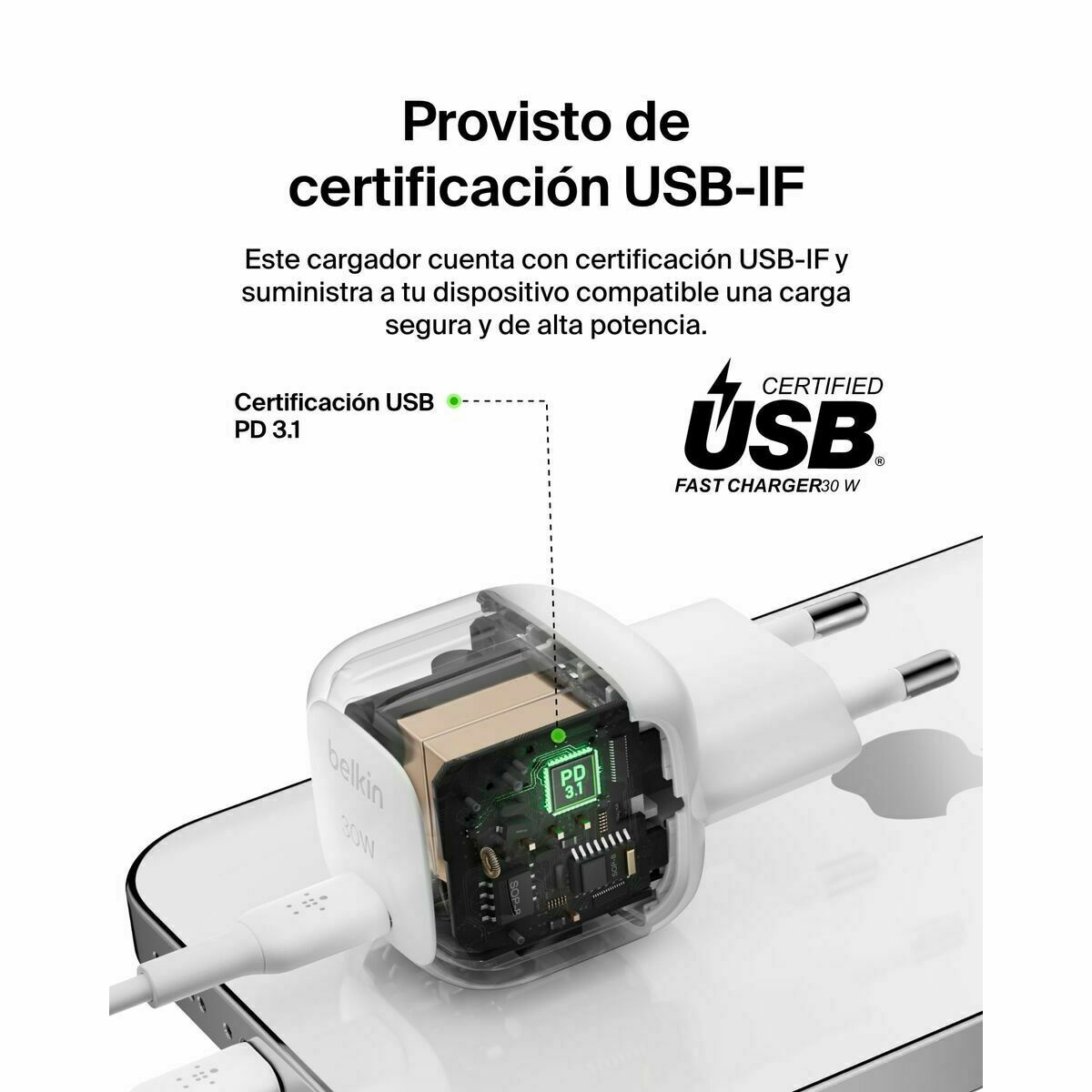 Lightning Καλώδιο Belkin WCA008KQWH Λευκό 30 W