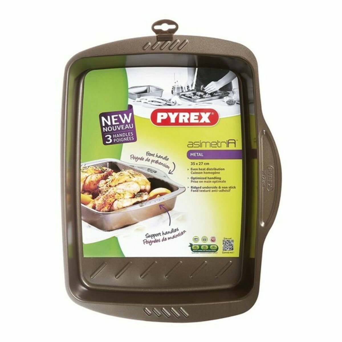Αντικολλητικός Δίσκος Φούρνου Pyrex Καφέ Μαύρο Μέταλλο Χάλυβας