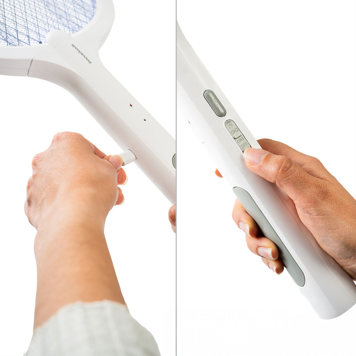 2 σε 1 Επαναφορτιζόμενη Ρακέτα Εξολόθρευσης Εντόμων με Υπεριώδη Ακτινοβολία Elecfly InnovaGoods