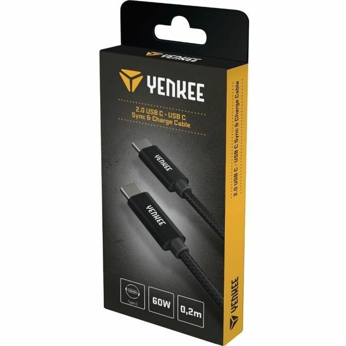 Καλώδιο USB-C Yenkee YCU C02 BK Μαύρο 0,2 m