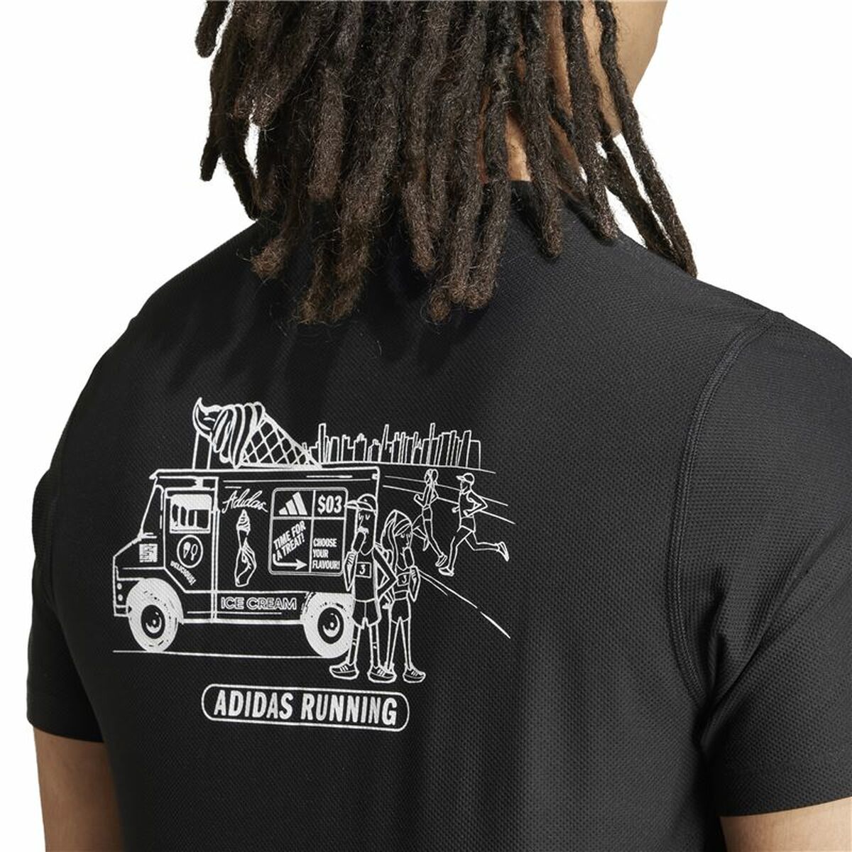 Ανδρική Μπλούζα με Κοντό Μανίκι Adidas Running Ice Cream Graphic Μαύρο