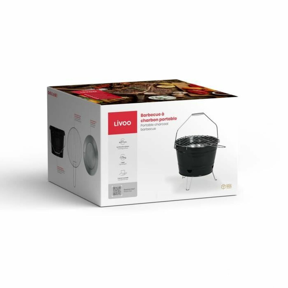 φορητό Mπάρμπεκιου Livoo DOC327N Ανοξείδωτο ατσάλι